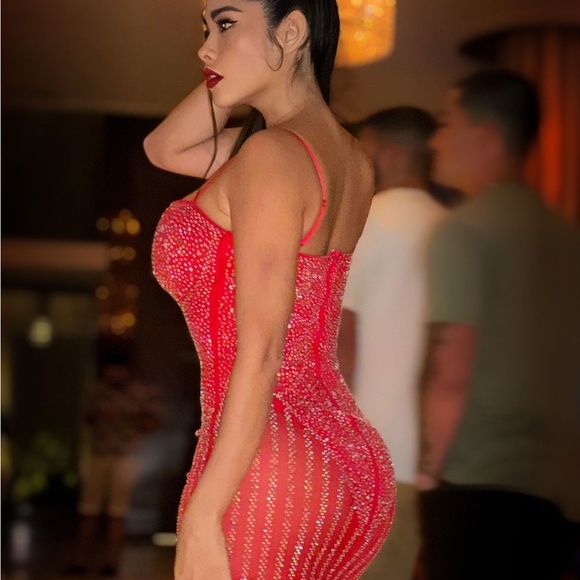 Red Luxe Bodycon Dress - Picture 6 of 10